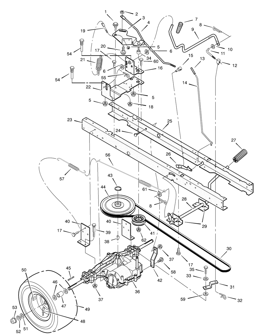 Motion Drive Diagram and Parts List for 385000X68A 2004 Briggs and Stratton Lawn Tractor